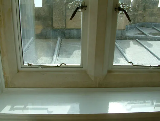 Replacement mullion, transom and pieced-in stonework