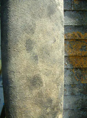 Mortar repair painted with a sheltercoat to match surrounding area