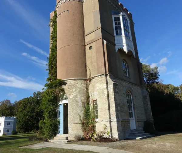The west elevation of the tower upon completion